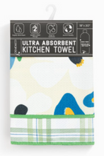 Load image into Gallery viewer, Floral Green Plaid Absorbent Reversible Towel - 18x30in