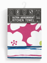 Load image into Gallery viewer, Fuchsia Floral Absorbent Reversible Towel - 18x30in