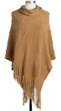 Load image into Gallery viewer, Camel Textured Cowl Neck Poncho