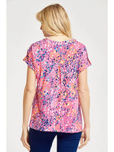 Load image into Gallery viewer, Coral Multi Lizzy Dolman Short Sleeve Wrinkle Free Top
