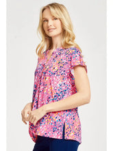 Load image into Gallery viewer, Coral Multi Lizzy Dolman Short Sleeve Wrinkle Free Top

