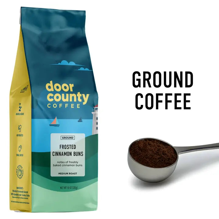 Door County 10oz Frosted Cinnamon Buns Flavored Specialty Coffee Ground