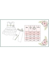 Load image into Gallery viewer, Kids Peach Teal Floral Tiered Ruffle Button Spring Set

