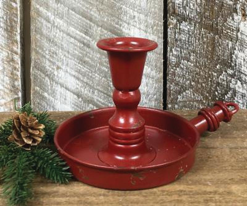 Red Distressed Candle Holder