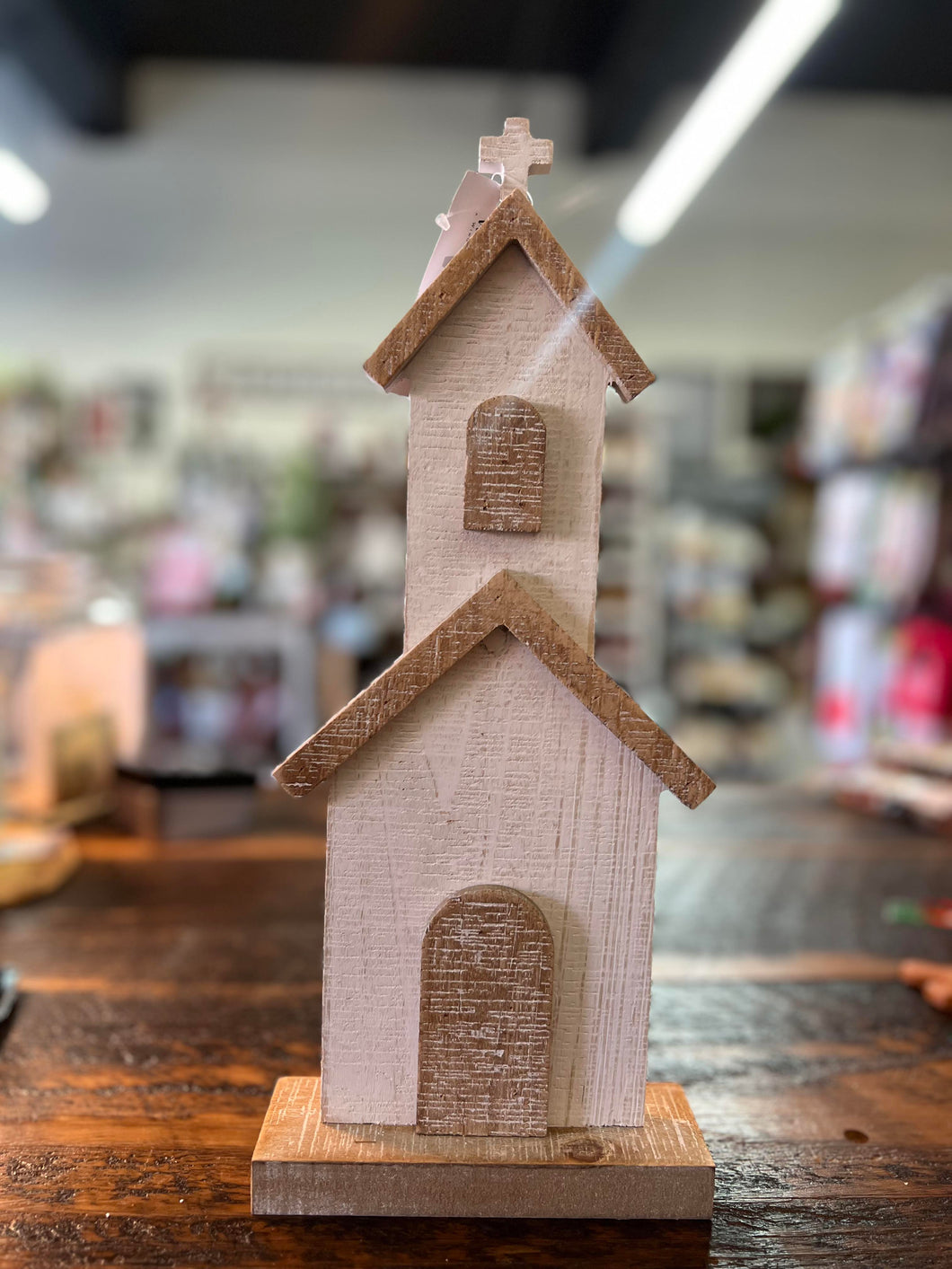 Wooden White & Tan Church