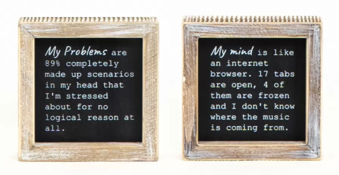 Mind Problem Reversible Wood Sign