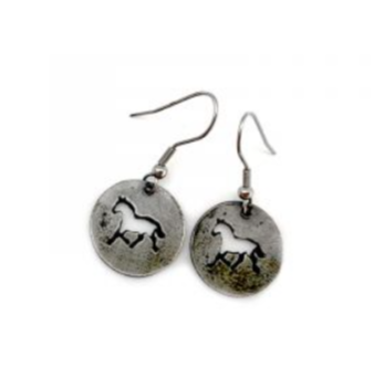 Pewter Earrings – Horse Silhouette in Heart