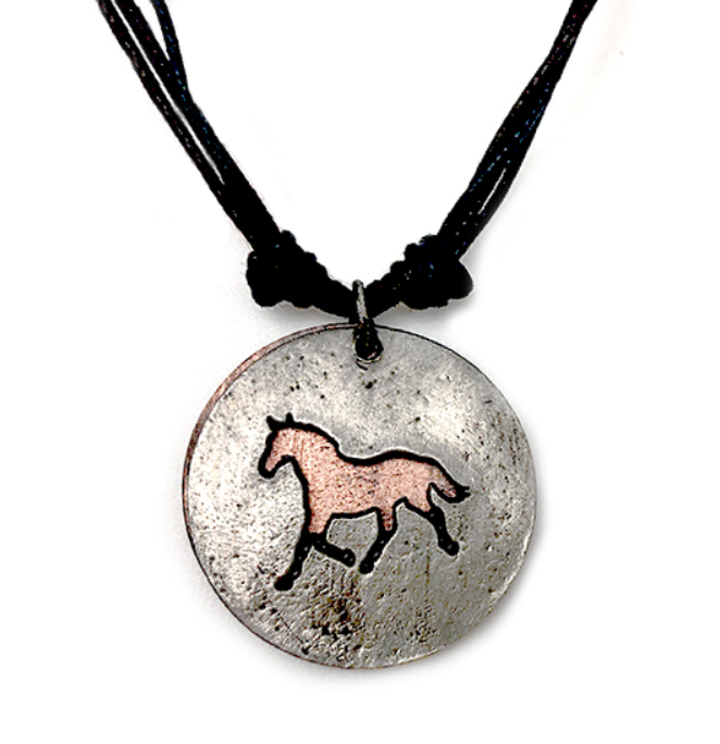 Pewter Necklace – Horse Silhouette in Heart