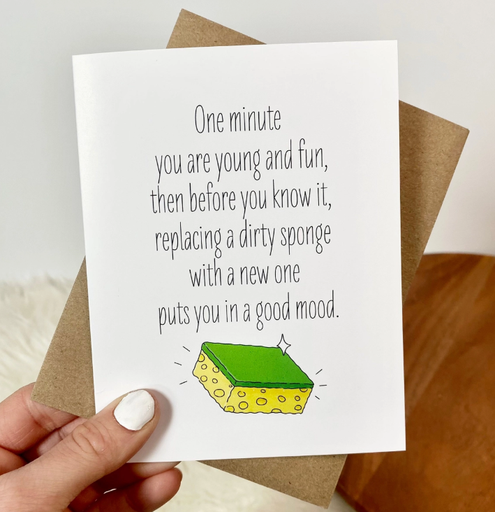 Replacing Dirty Sponge Funny Birthday Cards