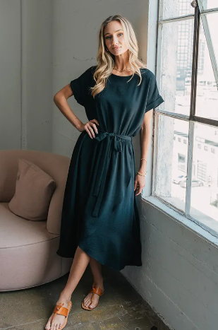 Solid Maxi Dress with Adjustable Front Knot