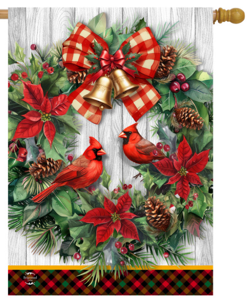Cardinal Wreath House Flag