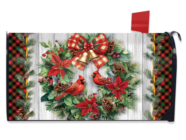 Cardinal Wreath Mailbox Cover