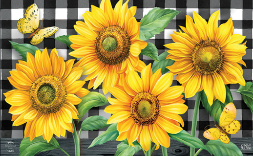 Checkered Sunflowers Doormat