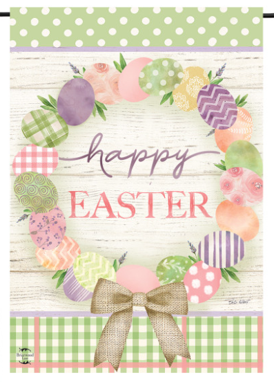 Easter Egg Wreath Garden Flag