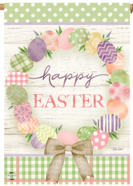 Easter Egg Wreath House Flag