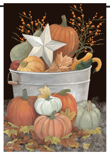 Fall Bushel Primitive Garden Flag