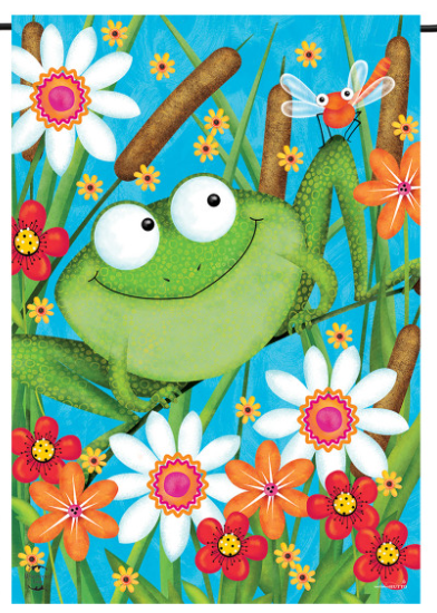Froggy Fun Garden Flag