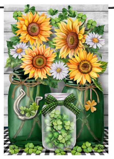 Irish Luck Mason Jars Garden Flag