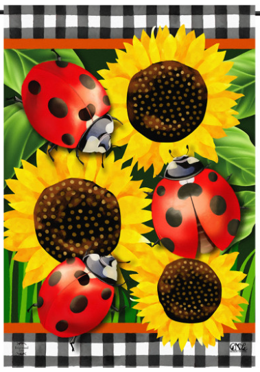 Ladybugs And Sunflowers Garden Flag
