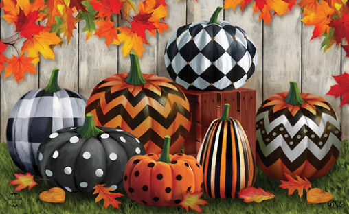 Patterned Pumpkins Doormat
