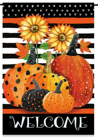 Pumpkins and Stripes Garden Flag
