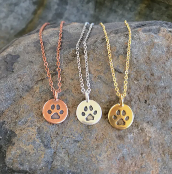 Paw Print Necklace - Gold - Dog Jewelry