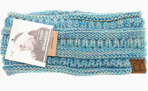 C.C. Beanie Four Tone Ribbed Knit Women's Fashion Ponytail Headband | Turquoise
