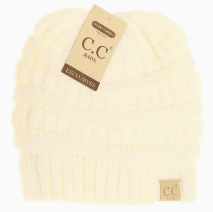 C.C Beanie Kids Solid Fuzzy Lined - Ivory