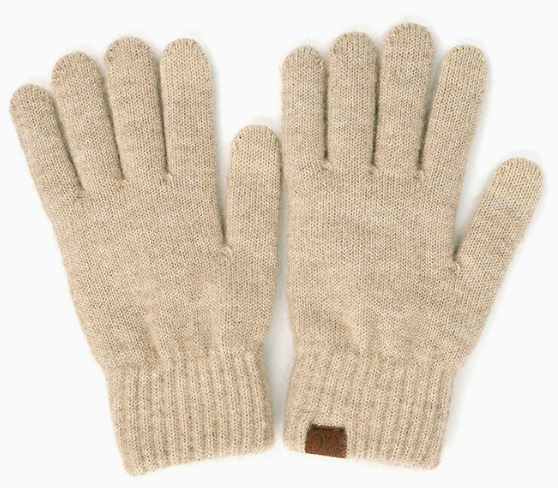 C.C Heather Knit Plain Gloves | Beige