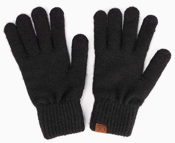 C.C Heather Knit Plain Gloves | Black