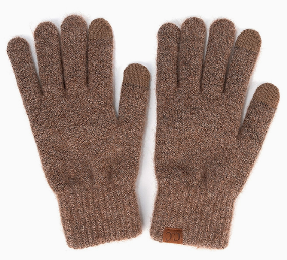C.C Heather Knit Plain Gloves | Cacao