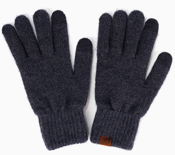 C.C Heather Knit Plain Gloves | Navy