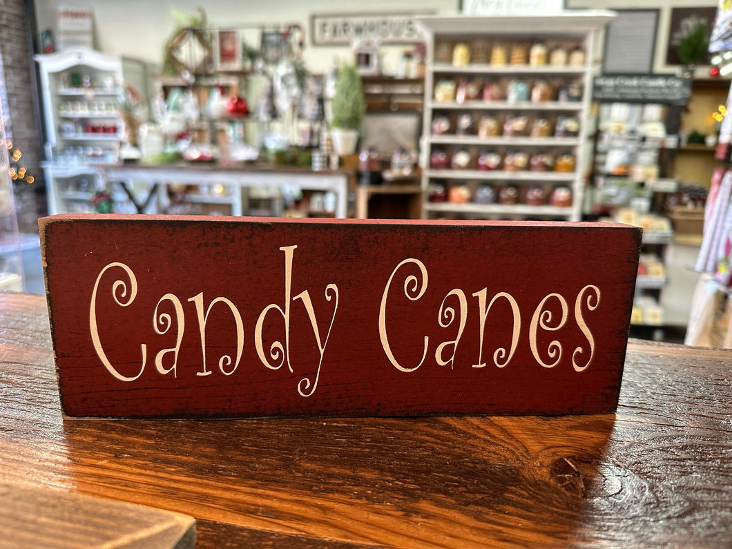 Candy Canes Red Wooden Sign