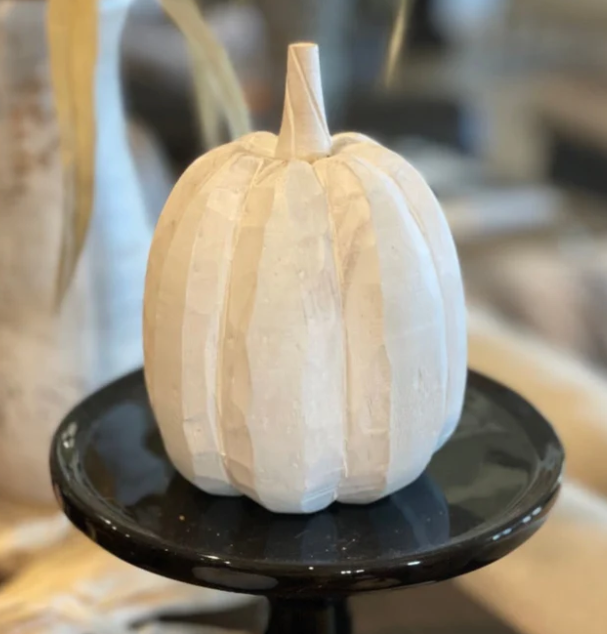 Large White 3D Carved Pumpkin