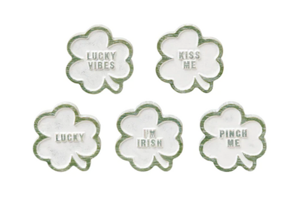 Mini Carved Shamrocks - Set of 5