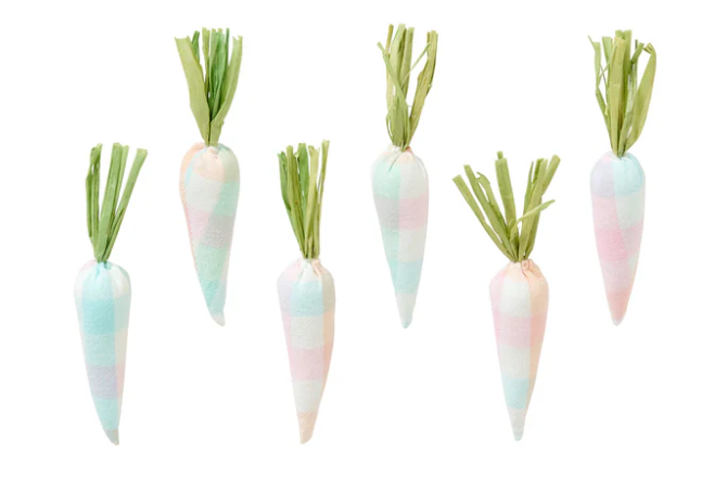 Pastel Plaid Mini Carrots - Set of 6