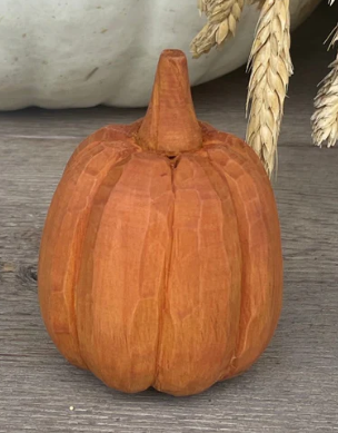 Small Orange 3D Carved Pumpkin