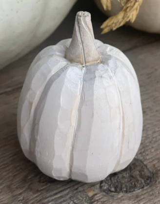 Small White 3D Carved Pumpkin