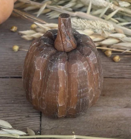 Small Wood 3D Carved Pumpkin