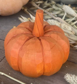 Wide Orange 3D Carved Pumpkin