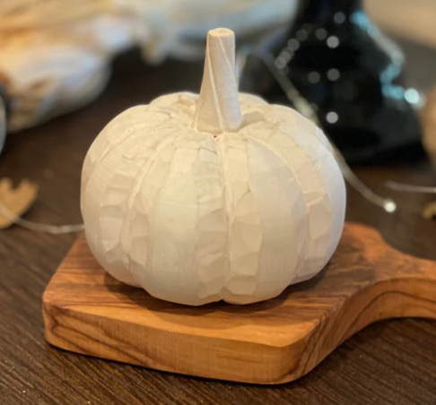 Wide White 3D Carved Pumpkin