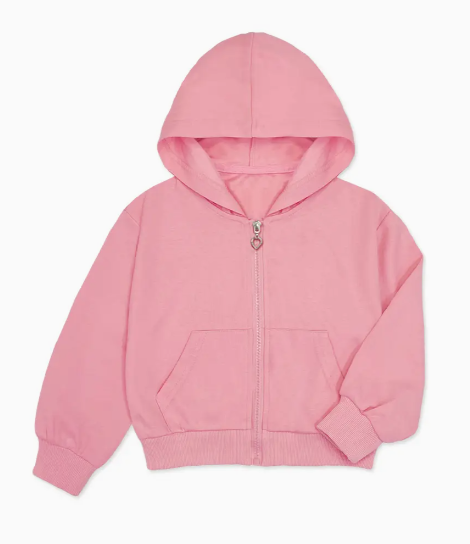 Girl's Knit Terry Zip-Up Hoodie | Blush Pink