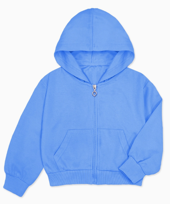Girl's Knit Terry Zip-Up Hoodie | Periwinkle