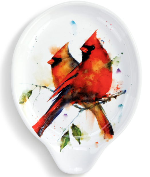 Cardinal Pair Oval Spoon Rest