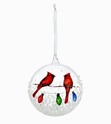 Cardinals on Lightstring Ornament