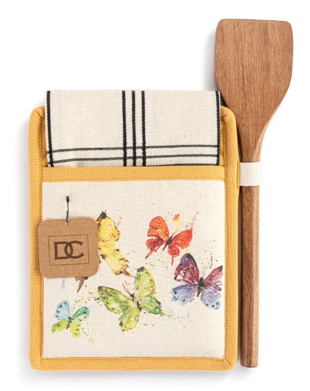 Flock of Butterflies Hot Pad & Towel with Spatula Set