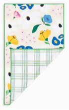 Load image into Gallery viewer, Floral Green Plaid Absorbent Reversible Towel - 18x30in
