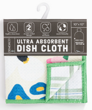 Load image into Gallery viewer, Green Plaid Absorbent 2-Sided DishCloth
