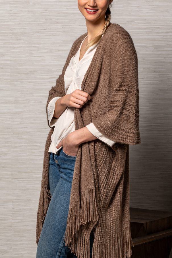 Taupe Textured Soft Knit Short Sleeve Duster
