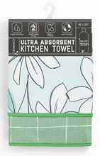 Load image into Gallery viewer, Windowpane Floral Absorbent Reversible Towel - 18x30in
